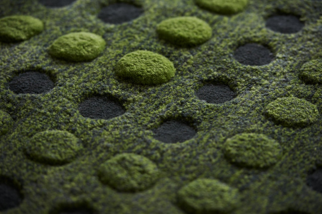 Ullmatta – Avocado Spiral | Handtuftad 200×200 cm
