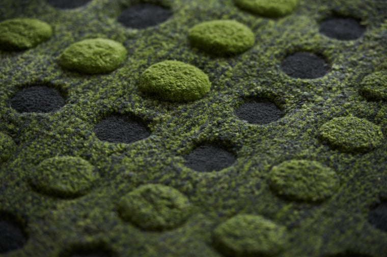 Ullmatta – Avocado Spiral | Handtuftad 200×200 cm