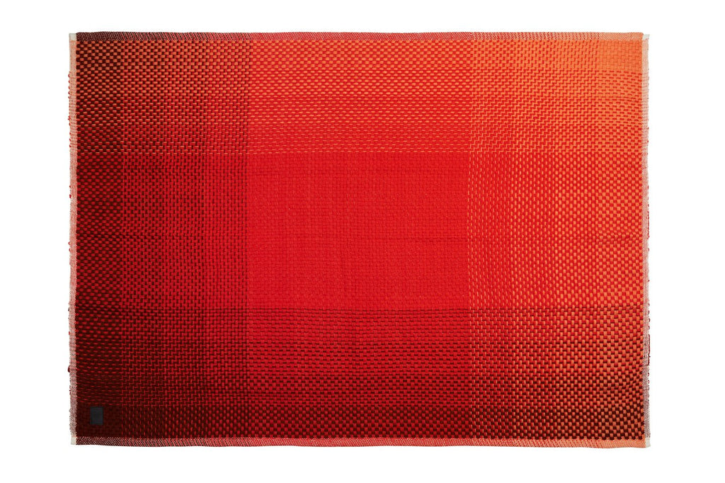 Ullpläd – Gradient Röd | Handvävd 130×180 cm